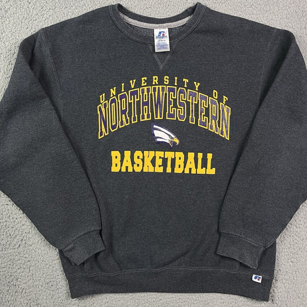 Vintage University of Northwestern Eagles Basketball Sweater Grey‎ Sweatshirt